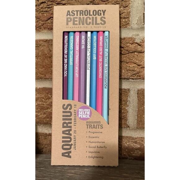 Pencil Set For Astrology Aquarius Multi Colors Writing & Drawing Fun A6 - Picture 1 of 1